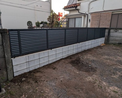 東京都　立川市　外構ブロック積工事